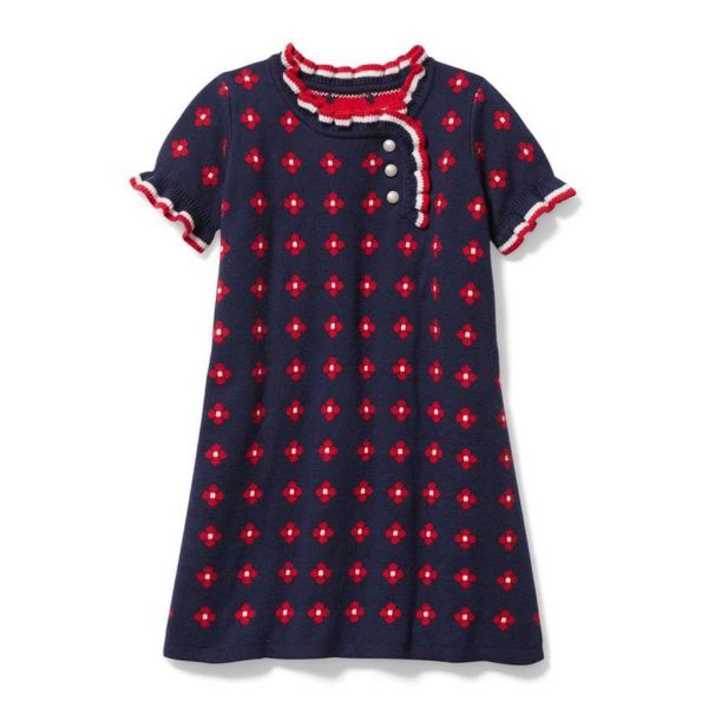 Janie And Jack Merchant Marine Geo Floral Sweater Dress